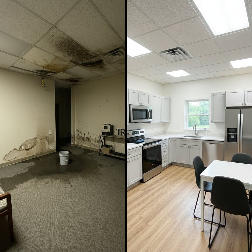 Mold Testing & Lab Reporting restoration โ commercial office space of Tudor home in Saddle River, NJ