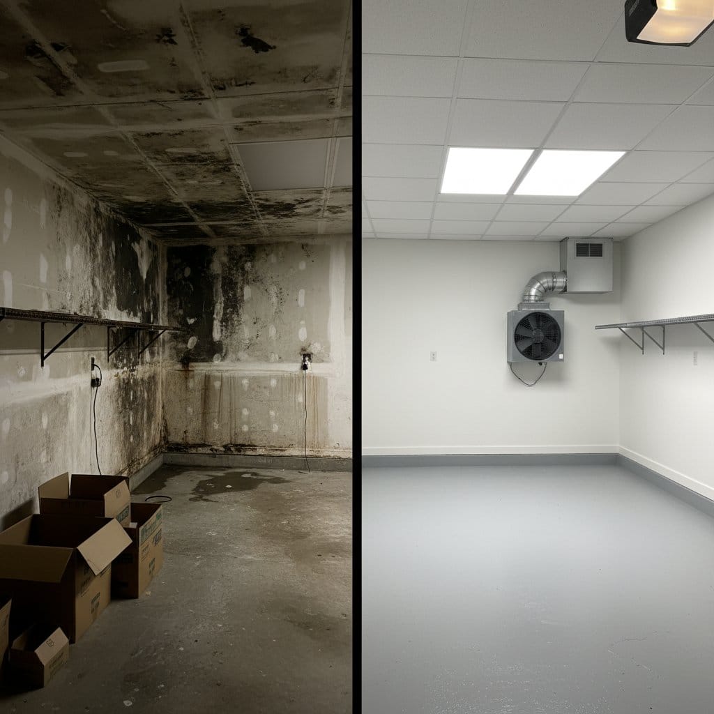 Mold Removal & Remediation before and after in garage, Saddle River NJ