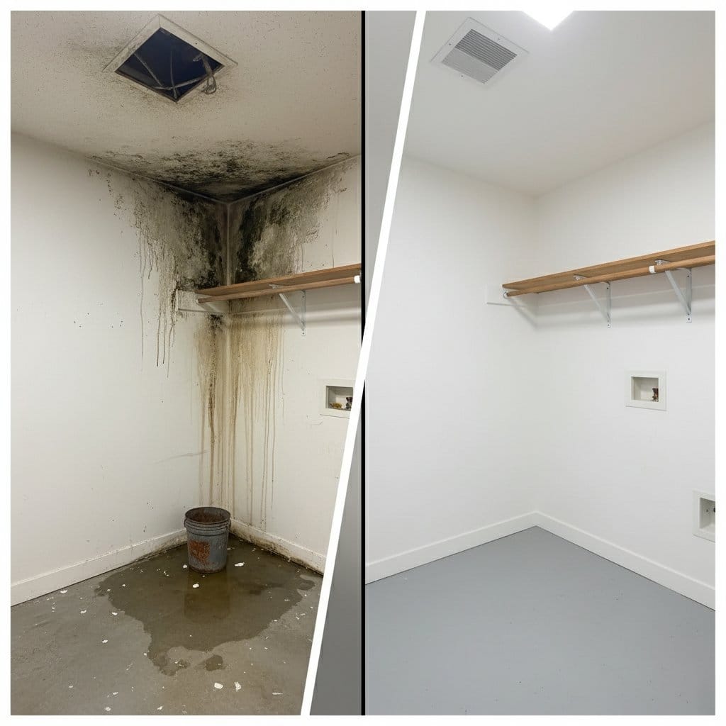 Humidity & Moisture Control Solution restoration — utility room of private residence in Saddle River, NJ